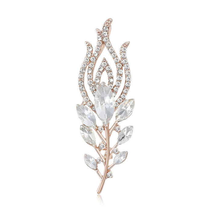 Alloy Rhinestone Peacock Feather Brooch Pin For Jackets And Shirts