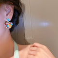 Vintage Alloy Heart Waterdrop Rhinestone Drop Earrings With Silver Posts For Women view 4