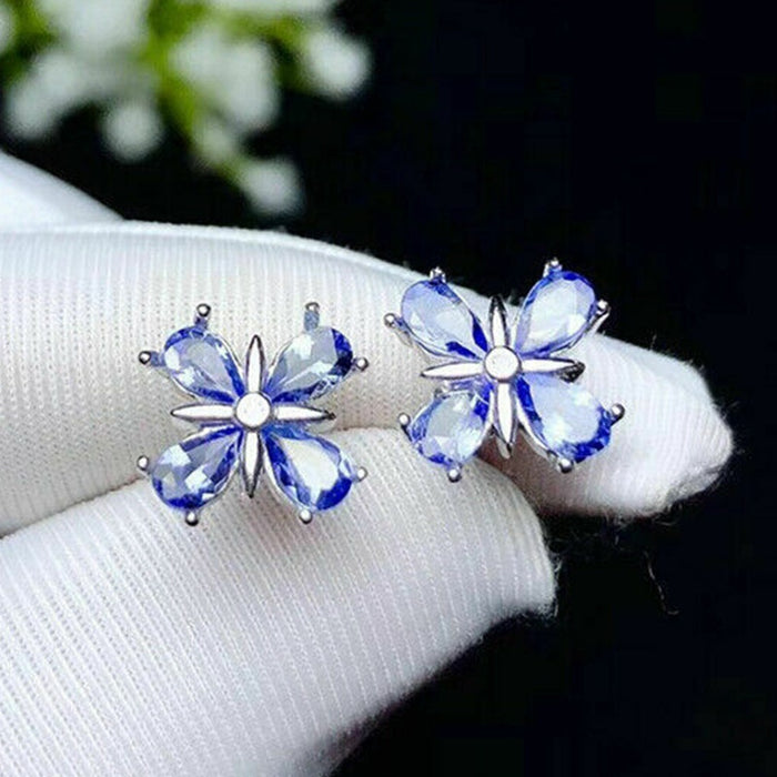Fresh Floral Zircon Stud Earrings For Women, Korean Japanese Style Student Ear Jewelry