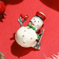 Alloy Enamel White Snowman Brooch For New Year Coat Decoration view 2