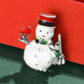 Alloy Enamel White Snowman Brooch For New Year Coat Decoration view 4