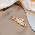 Korean Wedding Suit Lapel Pin Simple Rhinestone Leaf Feather Brooch Decorative Badge Pin view 3