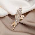 Korean Wedding Suit Lapel Pin Simple Rhinestone Leaf Feather Brooch Decorative Badge Pin view 1