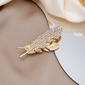Korean Wedding Suit Lapel Pin Simple Rhinestone Leaf Feather Brooch Decorative Badge Pin view 4