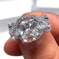 9mm Princess Cut Zircon Engagement Ring For Women, European Inlaid Bridal Jewelry view 4