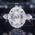Simple Oval Micro Pave Zircon Women's Ring, Fashion Anniversary Celebration Finger Jewelry view 5