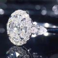 Simple Oval Micro Pave Zircon Women's Ring, Fashion Anniversary Celebration Finger Jewelry view 2