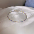 Korean Style Iridescent Faux Crystal Geometric Round Bangle For Women view 3