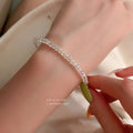 Korean Style Iridescent Faux Crystal Geometric Round Bangle For Women view 4