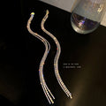 Vintage Alloy Geometric Rhinestone Tassel Extra Long Drop Earrings With Silver Posts view 3