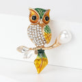 Enamel Rhinestone Owl Brooch Pin For Suits Sweaters Cardigans view 2