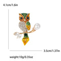 Enamel Rhinestone Owl Brooch Pin For Suits Sweaters Cardigans view 5