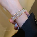 Korean Style Open Bangle With White Glass Beads Alloy Geometric Light Luxury Bracelet view 4