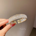Korean Style Open Bangle With White Glass Beads Alloy Geometric Light Luxury Bracelet view 1