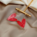Candy Color Enamel Big Heart Hoop Dangle Earrings For Women Elegant Alloy Silver Needle Earrings view 2