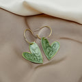 Candy Color Enamel Big Heart Hoop Dangle Earrings For Women Elegant Alloy Silver Needle Earrings view 4
