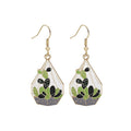 Japanese Green Cactus Plant Enamel Alloy Polygon Terrarium Drop Dangle Light Luxury Earrings view 5