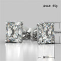 2021 New Classic Four Prong Square Cubic Zirconia Stud Earrings, Platinum Plated Copper Minimalist Jewelry view 5