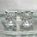 2021 New Classic Four Prong Square Cubic Zirconia Stud Earrings, Platinum Plated Copper Minimalist Jewelry view 3