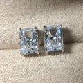 2021 New Classic Four Prong Square Cubic Zirconia Stud Earrings, Platinum Plated Copper Minimalist Jewelry view 2