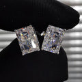 2021 New Classic Four Prong Square Cubic Zirconia Stud Earrings, Platinum Plated Copper Minimalist Jewelry view 4
