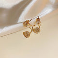 Luxury Korean Style Hollow Wrapped Zircon Crystal Ball Gold Alloy Curved Bar Stud Drop Earrings view 3