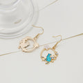 Elegant Korean Enamel Cat In Floral Circle Hoop Alloy Rhinestone Pearl Dangle Earrings view 4
