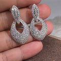 Luxury Hollow Teardrop Earrings Full Pave Zircon Sparkling Bridal Drop Earrings For Women view 1