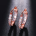 Luxury Copper Gold Plated Slim Hoop Huggie Earrings With Zircon European Style Jewelry view 2