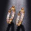 Luxury Copper Gold Plated Slim Hoop Huggie Earrings With Zircon European Style Jewelry view 1