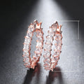 Luxury Copper Gold Plated Slim Hoop Huggie Earrings With Zircon European Style Jewelry view 4