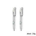 Light Luxury Chain Tassel Ear Cuff Earrings With Micro Pave Zircon, Versatile Women's Jewelry view 5