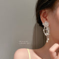 Korean Style Acrylic Pearl Flower Bow Transparent Long Drop Earrings For Women view 2