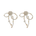 Korean Style Acrylic Pearl Flower Bow Transparent Long Drop Earrings For Women view 5