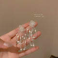 Korean Style Acrylic Pearl Flower Bow Transparent Long Drop Earrings For Women view 1