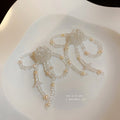 Korean Style Acrylic Pearl Flower Bow Transparent Long Drop Earrings For Women view 3