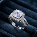 Women Square Cut Cubic Zirconia Inlaid Ring, Fashion Jewelry Accessory For view 3