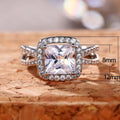 Women Square Cut Cubic Zirconia Inlaid Ring, Fashion Jewelry Accessory For view 5