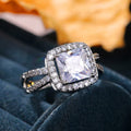 Women Square Cut Cubic Zirconia Inlaid Ring, Fashion Jewelry Accessory For view 4
