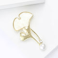 Alloy Freshwater Pearl Shell Ginkgo Leaf Brooch For Coat Decor view 4