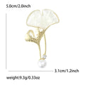 Alloy Freshwater Pearl Shell Ginkgo Leaf Brooch For Coat Decor view 5