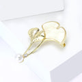 Alloy Freshwater Pearl Shell Ginkgo Leaf Brooch For Coat Decor view 3