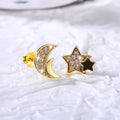 Creative Asymmetric Star And Moon Stud Earrings For Women, Elegant Fashion Jewelry Accessories view 4