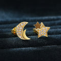 Creative Asymmetric Star And Moon Stud Earrings For Women, Elegant Fashion Jewelry Accessories view 1