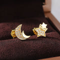 Creative Asymmetric Star And Moon Stud Earrings For Women, Elegant Fashion Jewelry Accessories view 2