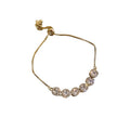 Gold Plated Alloy Rhinestone Adjustable Geometric Line Bangle For Fashion Office Style view 5
