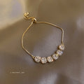 Gold Plated Alloy Rhinestone Adjustable Geometric Line Bangle For Fashion Office Style view 3