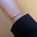 Gold Plated Alloy Rhinestone Adjustable Geometric Line Bangle For Fashion Office Style view 4