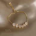 Gold Plated Alloy Rhinestone Adjustable Geometric Line Bangle For Fashion Office Style view 1