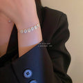Gold Plated Alloy Rhinestone Adjustable Geometric Line Bangle For Fashion Office Style view 2